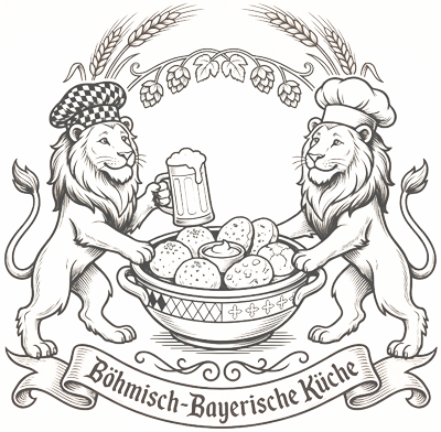 Wappenähnliche Illustration mit 2 Löwen